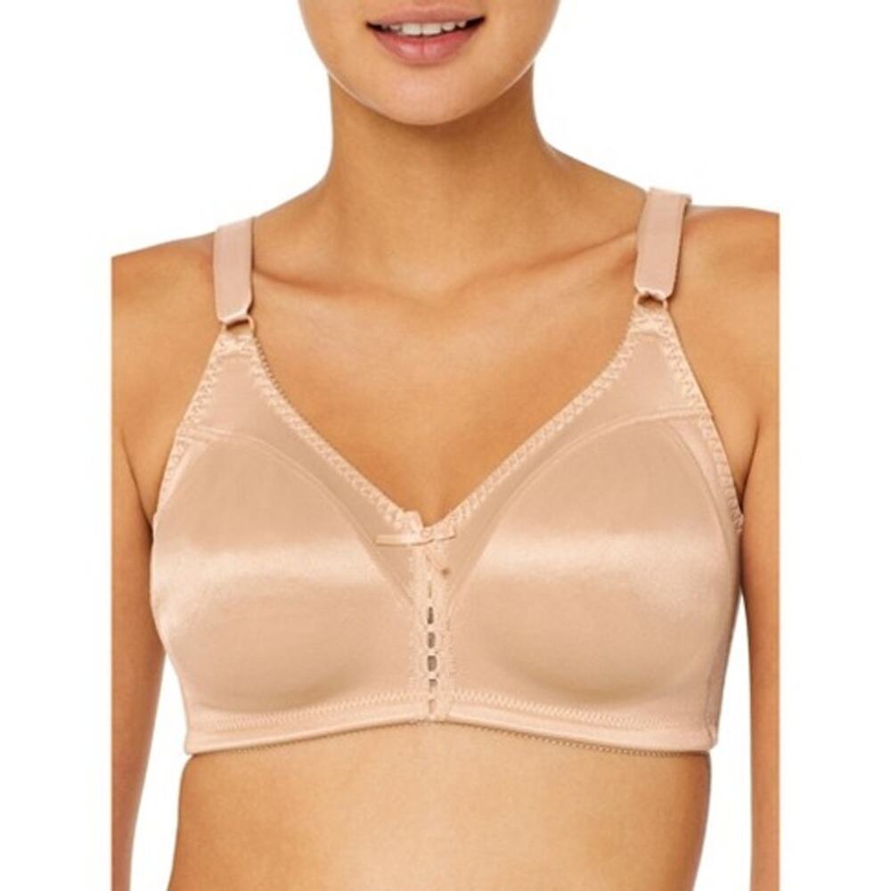 Bali Tan Double Support Satin‎ Wire Free Bra Style 3820 Womans Size 34B